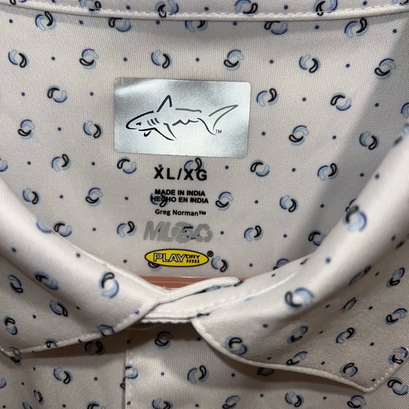 NEW Men's White Patterned Polo Shirt. - Picture 6 of 8